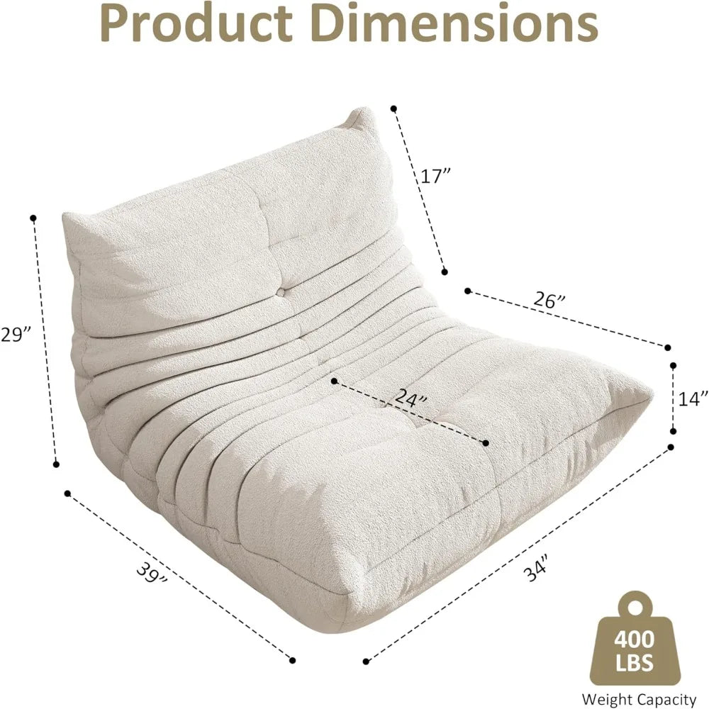 bean bag chair, oversized bean bag chair for living room, fireside chair for adults with memory foam filled, big accent sofa lou