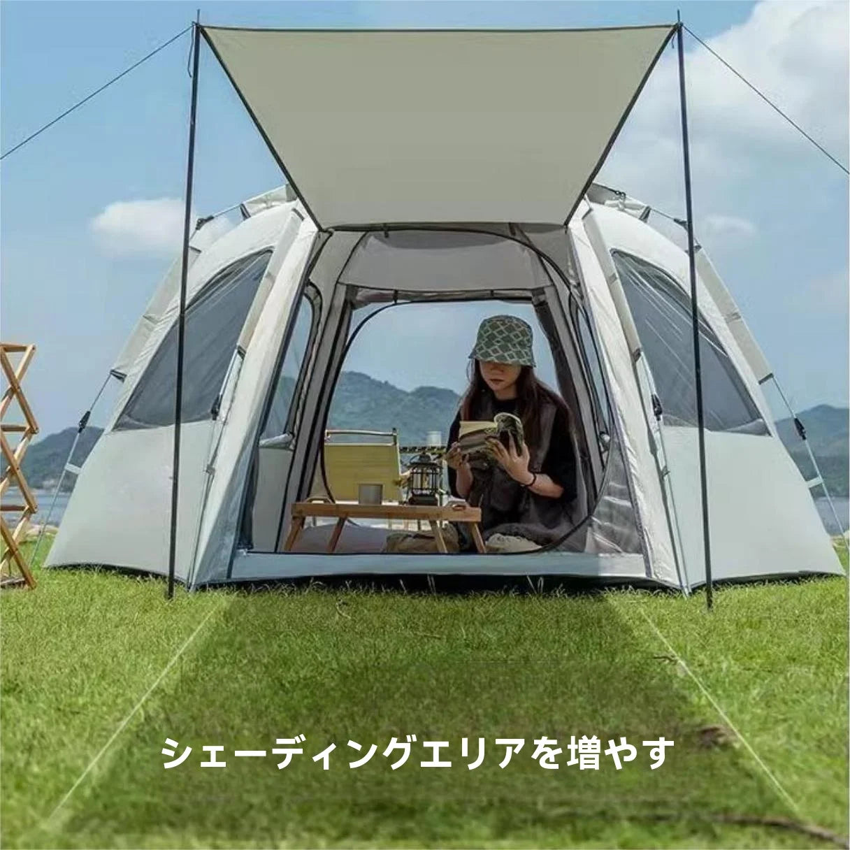 Pop up tents for camping waterproof Portable Windproof tents for 4 person family tent with Skylight and 2 Doors with Poles