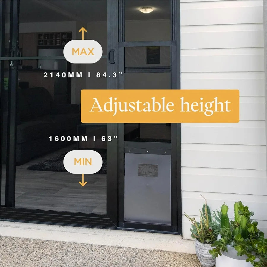 V2 Patio Pet Door Screen Insert Panel for Sliding Doors Fits Door Track Min Height 62.99 to Max Height 84.25 UV Resistant Mesh