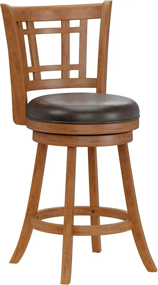 fairfox swivel stool with rectangular lattice back, counter height, oak