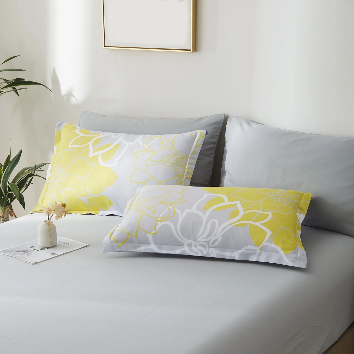 Comforter Set - 7 Pieces Floral Bedding Sets with Reversible Botanical Flowers Comforter, Sheets, Pillowcases & Shams