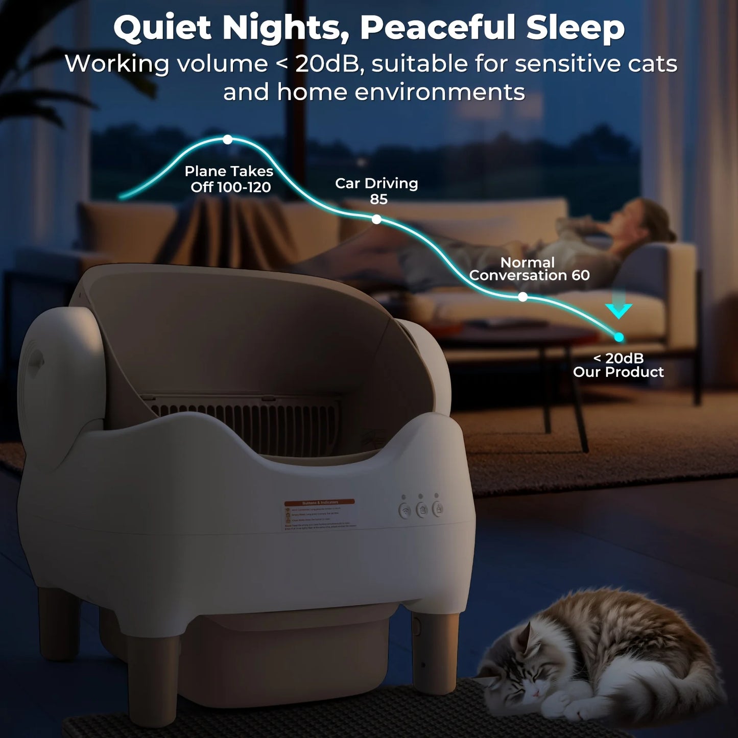 Lunapurr Self Cleaning Litter Box,Large Capacity Automatic Cat Litter Box Self Cleaning for Cats, App Control,Safety Protection