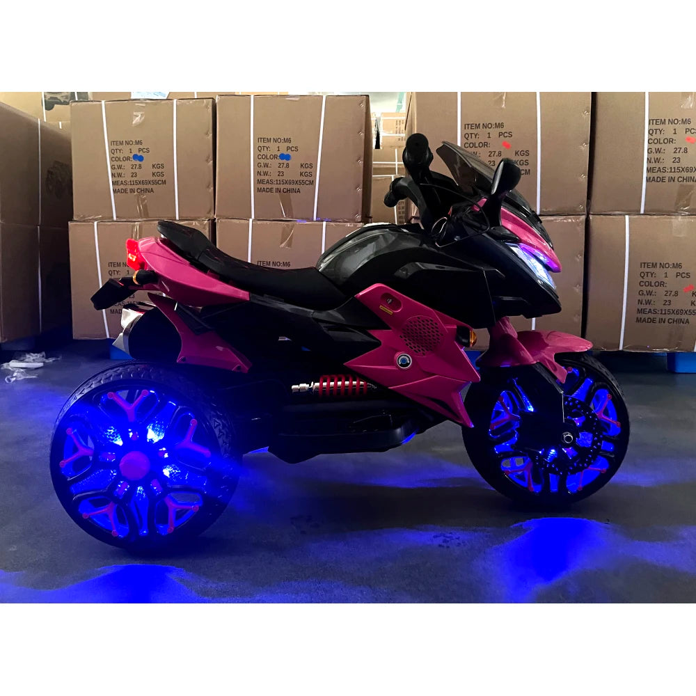 12V Kids Motorbike: Features Training Wheels, Manual Hand Throttle Control, Sparkling LED Tires, and a Premium PU Seat