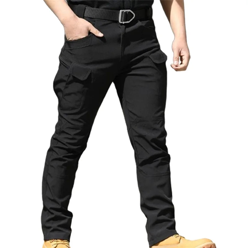 Men Fashion Cargo Pants Solid Color Multi-Pockets Waterproof Trousers Fall Casual Jogger Pants Sweatpants