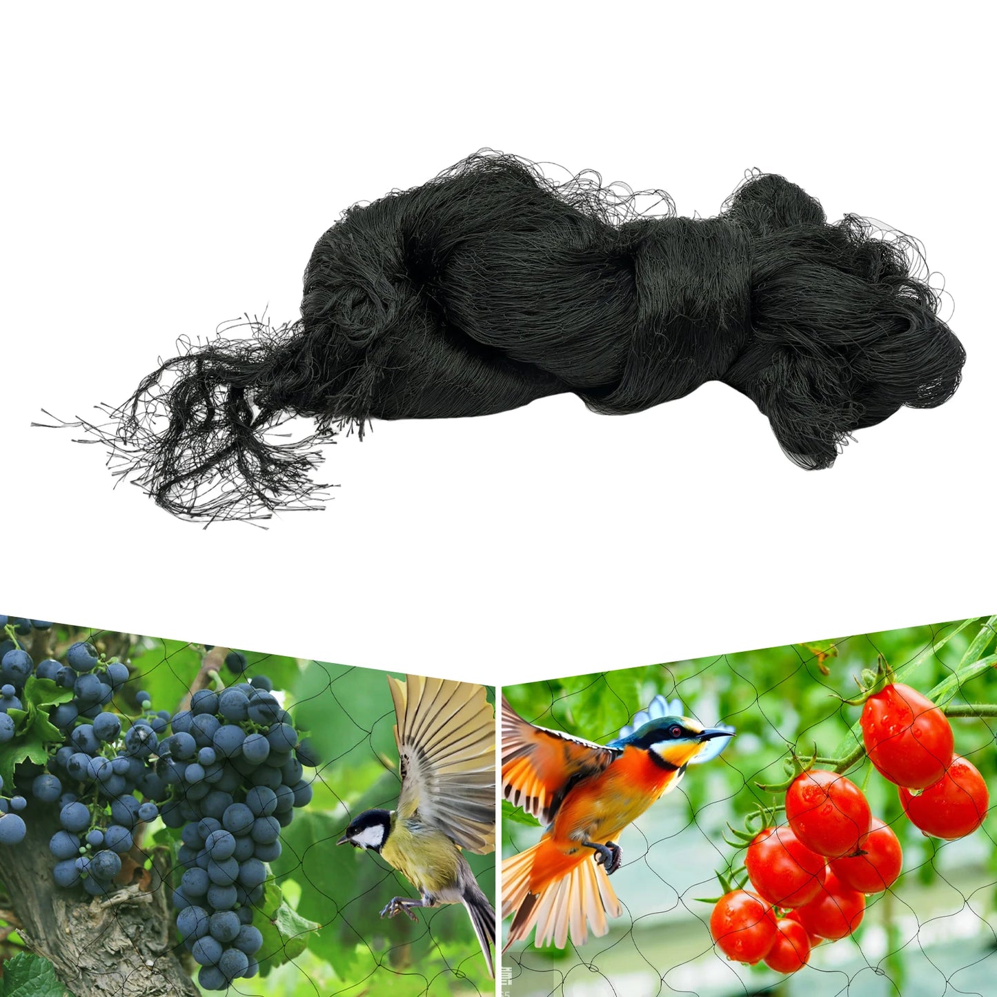 100" x 50" Black Anti Bird Netting Mesh Nylon For Fruit Crop Plant Tree For Protecting Trees from Bird, Poultry, Aviary