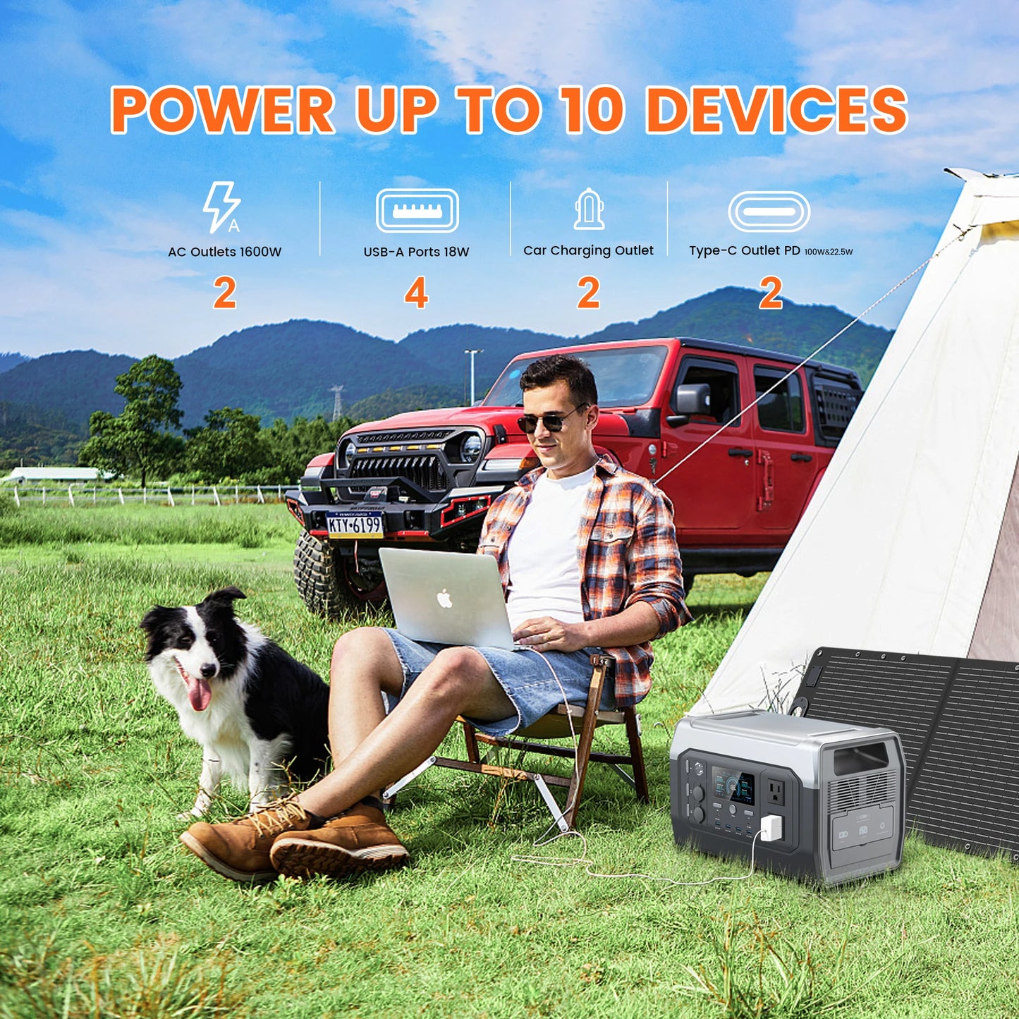 CTOLITY XP1000 1800W 1024Wh Portable Power Station, Lifepo4 Battery+200W 20.5V Foldable Solar Panel Power outage, Emergency,RV