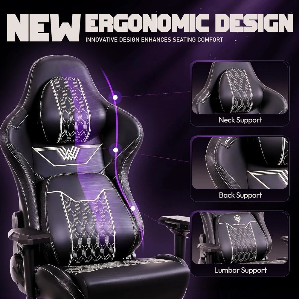 Big and Tall Gaming Chair with Footrest, High Back Ergonomic Office Chair with Comfortable Headrest and Lumbar Support, 4