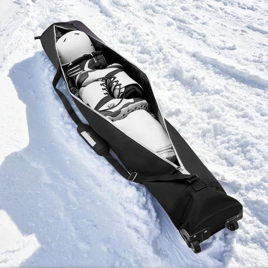 Snowboard Bag with Wheels Ski Travel Bag Heavy Duty Snowboard Carrying Case Adjustable Length Waterproof for Outdoor Skiing