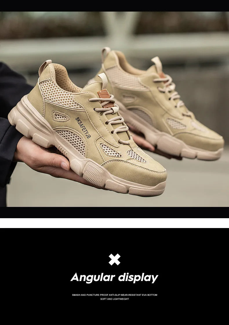 Low Top Breathable Safety Shoes Anti-Puncture Anti shock Work Shoes Slip Resistant Work Sneakers Protective Boots for Men