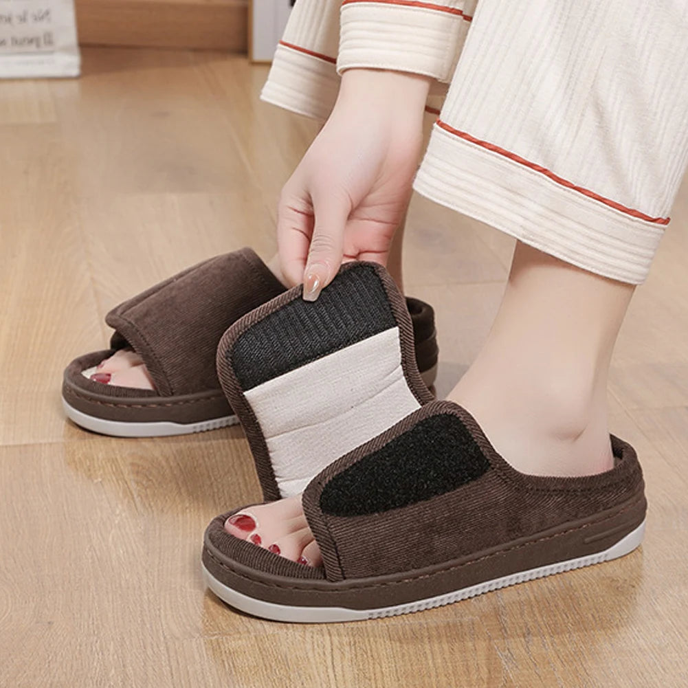 Men Women's Diabetic Slippers Open Toe Slide Slippers with Rubber Sole Swollen Feet Slippers for Indoor Outdoor