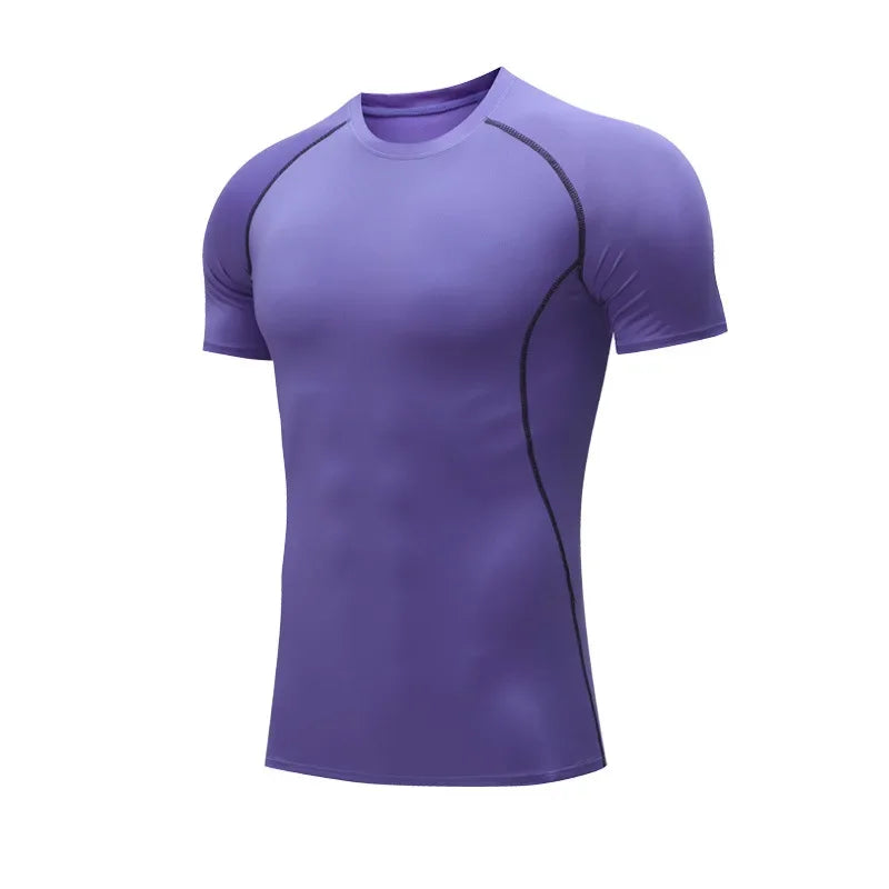 Men Short Sleeve t-Shirt Quick Dry Compression Shirts Fitness Gym t-Shirts Sport Bodybuilding Shirt Running Football Tee Shirts
