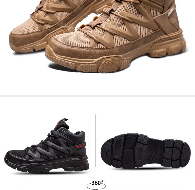 Composite Toe Work Boots Mens Puncture-Proof Midsole Non-Slip Breathable & Comfort Fit for Warehouse Use Anti-smash Work Boots