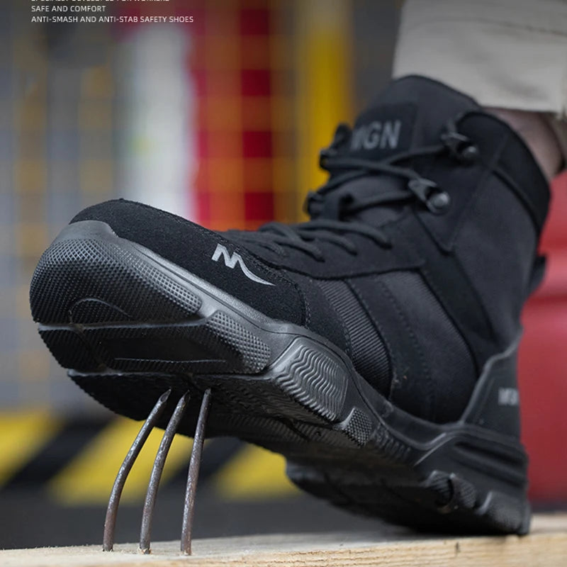 Mens Safety Shoes Steel Toe Metatarsal Protection Anti-Puncture Indestructible Shoes Trail Running Shoes Outdoor Protective Boot