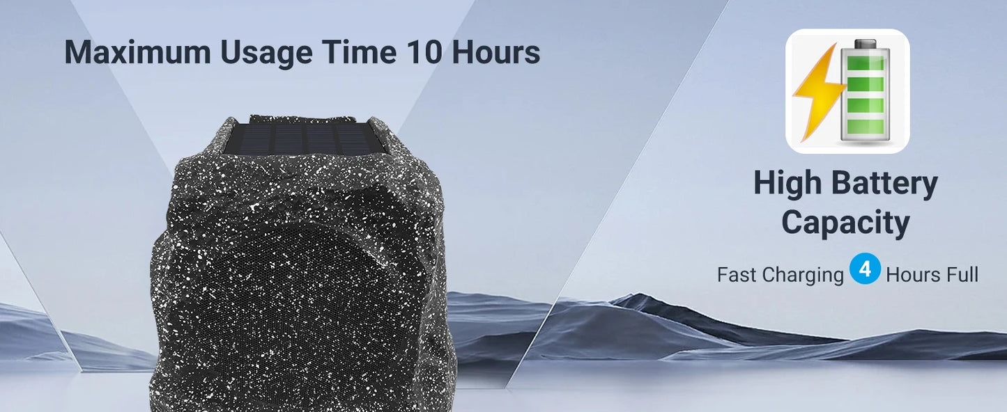 Herdio 8" Rock Bluetooth Speakers Outdoor Waterproof IPX7 Wireless Solar 240W TWS Connection Powered With Rechargeable Battery