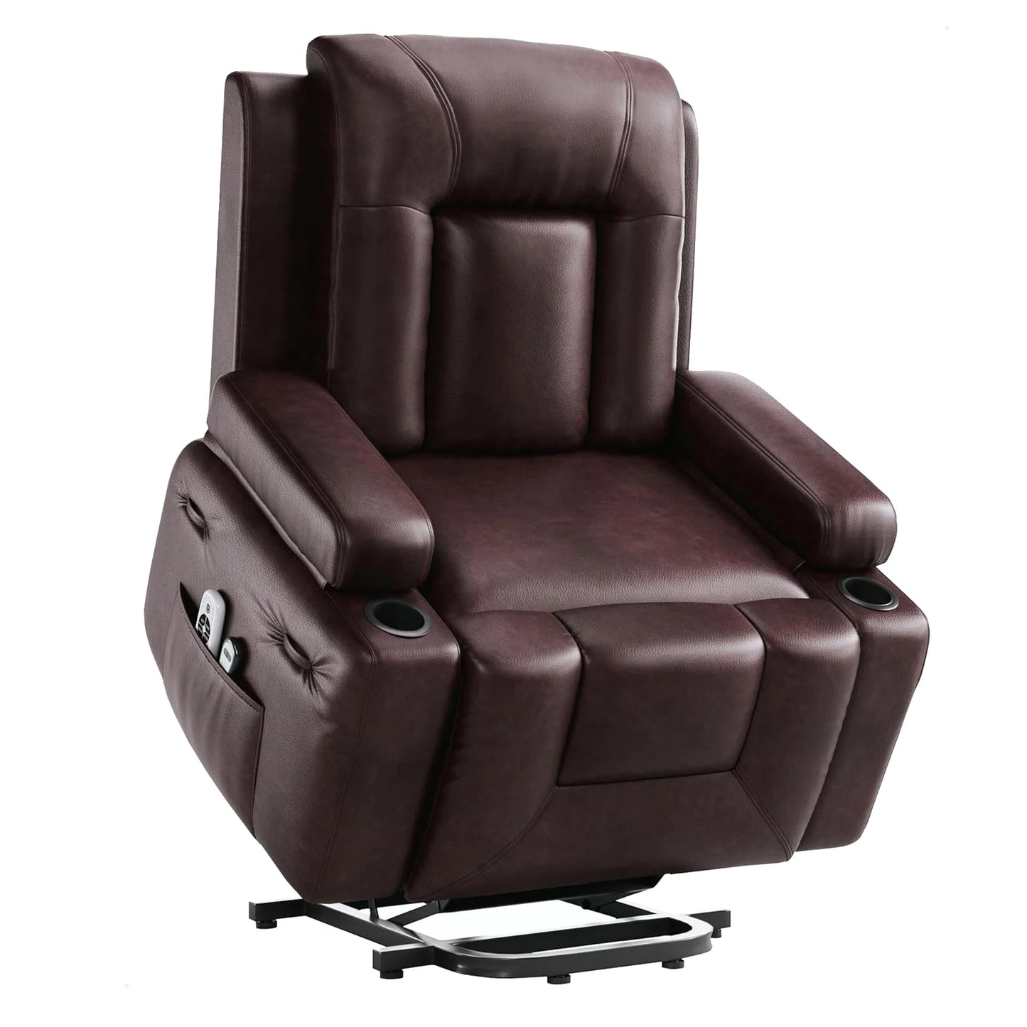 Power Lift Recliner Chair Heat and Massage, PU Leather, Adjustable Back and Legs, Electric Lift Chair Designed for The Elderly