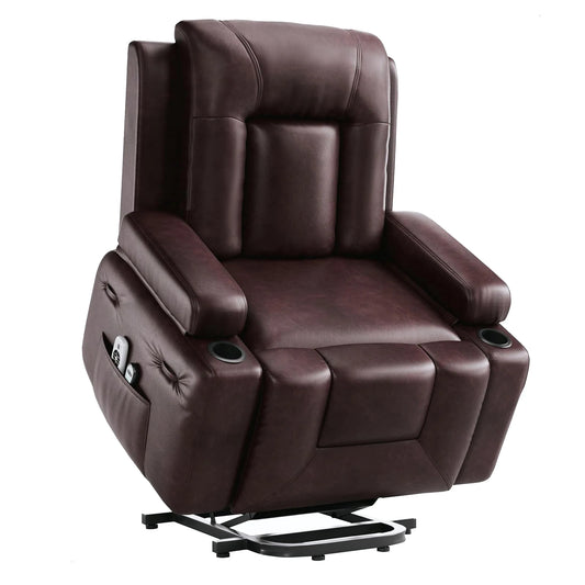Power Lift Recliner Chair Heat and Massage, PU Leather, Adjustable Back and Legs, Electric Lift Chair Designed for The Elderly