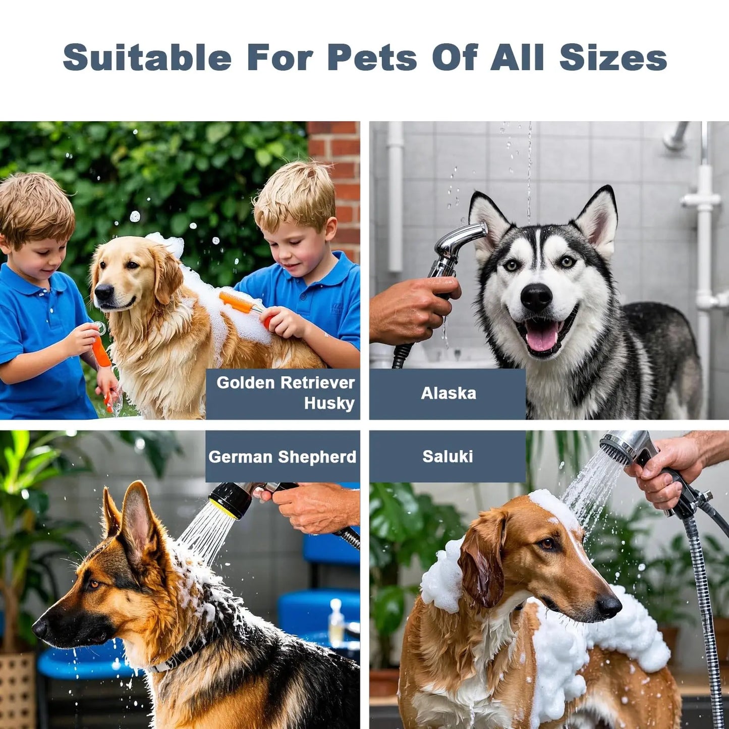 Pet Dog Bathing Station, Stainless Steel Dog Bathtub W/Ramp, Floor Grate, Dog Bath Brush, Washing Gloves for Home, Dog Washing