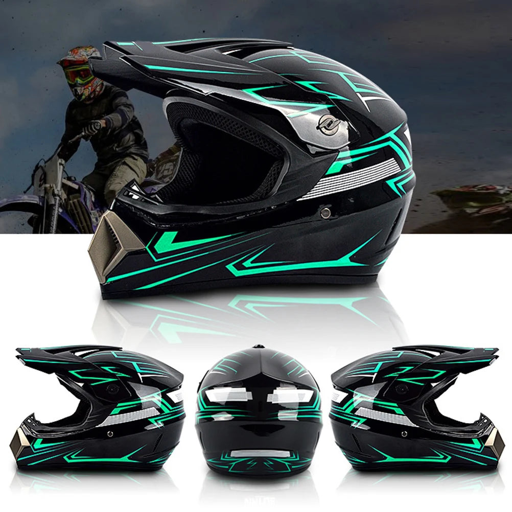Motorbike Helmet Set Full Face MTB Helmet with Goggles Gloves Face Cover
