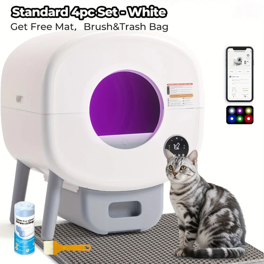 Lunapurr Self Cleaning Litter Box,Large Capacity Automatic Cat Litter Box Self Cleaning for Cats, App Control,Safety Protection