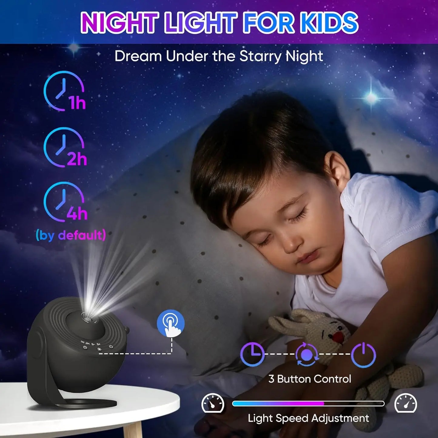Mexllex HD Starry Sky Globe Galaxy Projection Night Light, Black Planetarium LED Lamp for Bedroom Christmas Birthday Party Gift