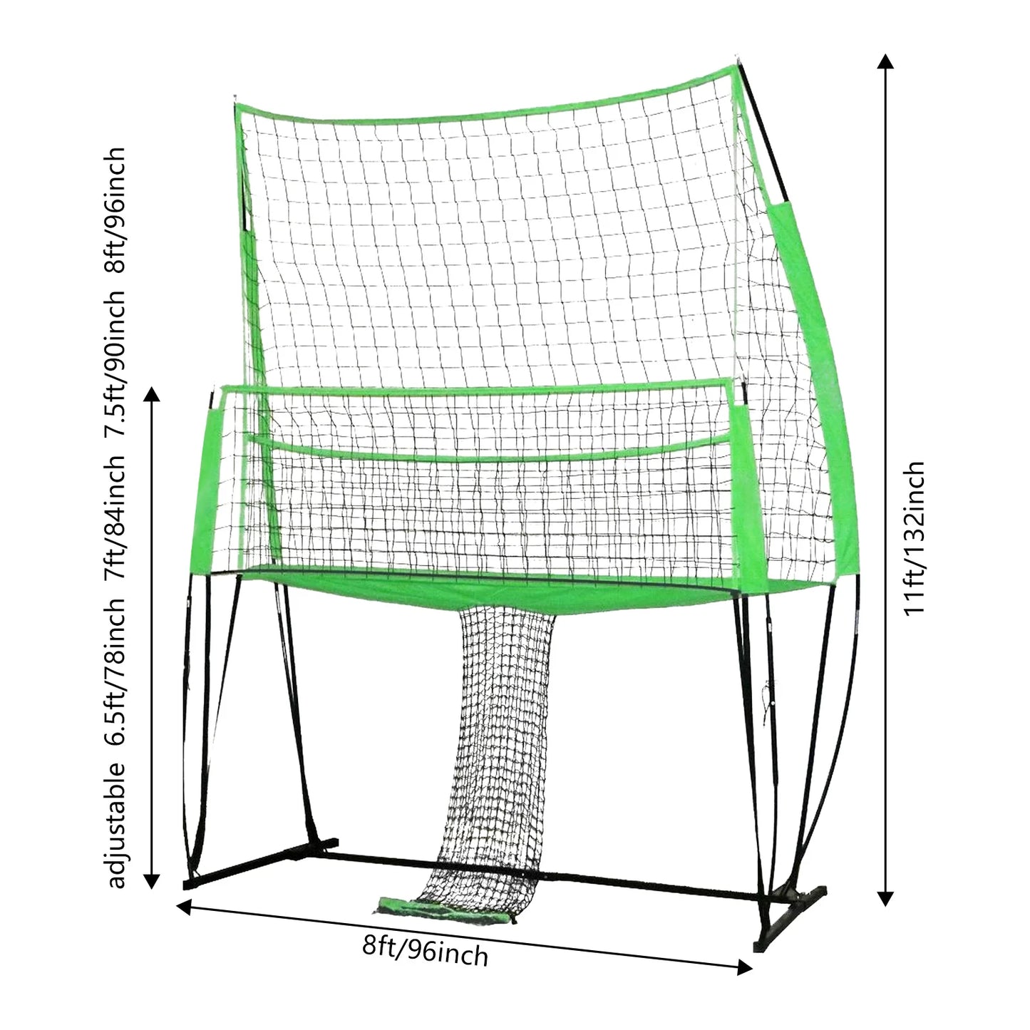Volleyball Practice Net Station 8*11 FT Adjustable Net Perfect for Indoor and Outdoor Training