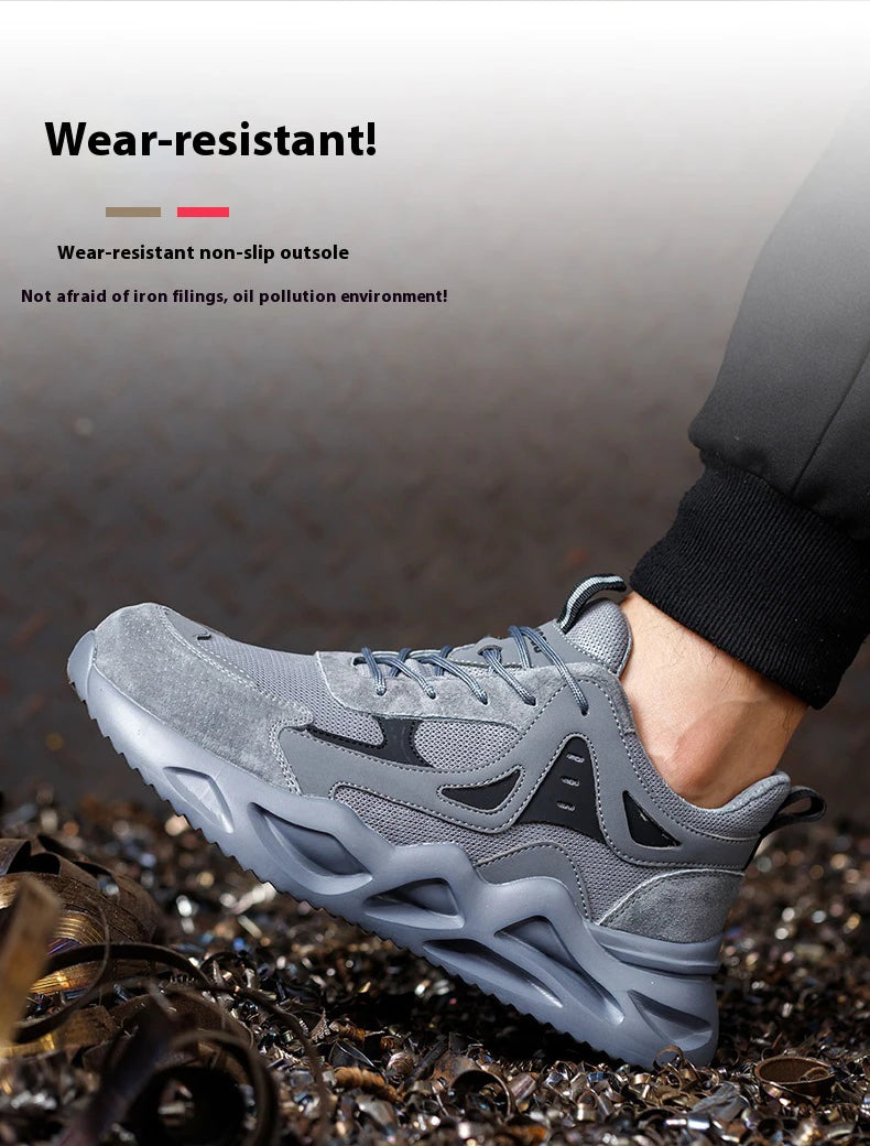 Men's Comfortable Soft-Soled Smash and Puncture Resistant Work Shoes