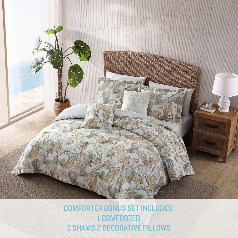 Luxurious Cotton Duvet Cover Set with Matching Pillow Shams, Tropical Style Bedding Ensemble in Solid Color (Coastal, Raw)