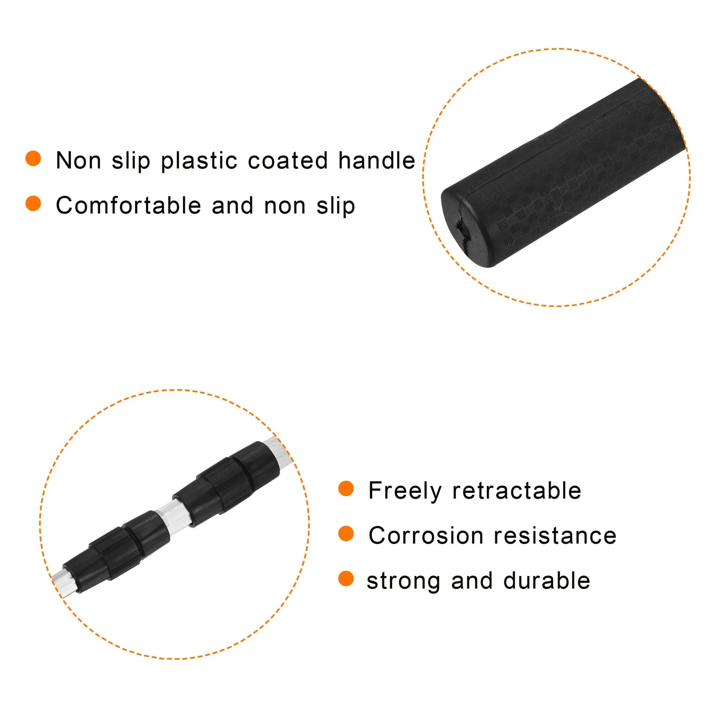 Folding Fishing Net Round Extend to 4.9ft Aluminium Alloy Telescopic Landing Pole Handle with M8 Thread for Freshwater Saltwater