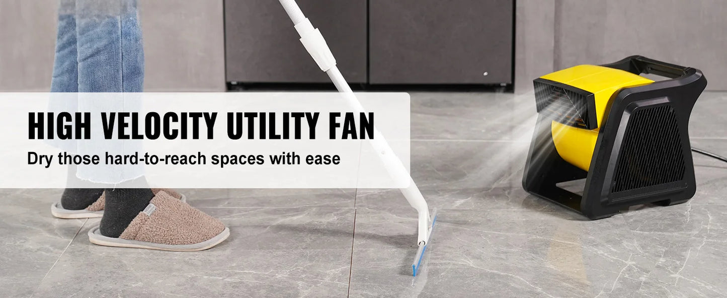 SucceBuy Pivoting Utility Fan 600 CFM High Velocity Floor Blower 300° Blowing Angle Air Mover for Drying Cooling Ventilating