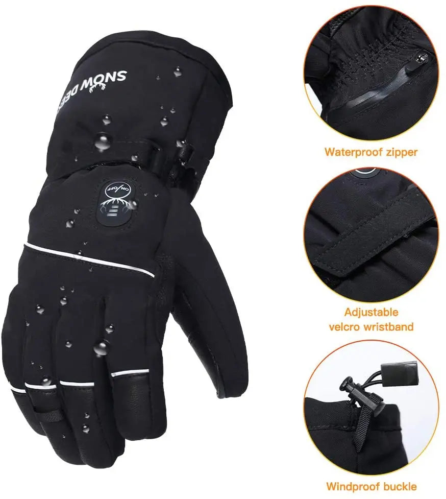 Winter Thermal Electric Heated Skiing Gloves Warm Men Women Touch Screen Rechargable Electric Heating Gloves Motorcycle 2022