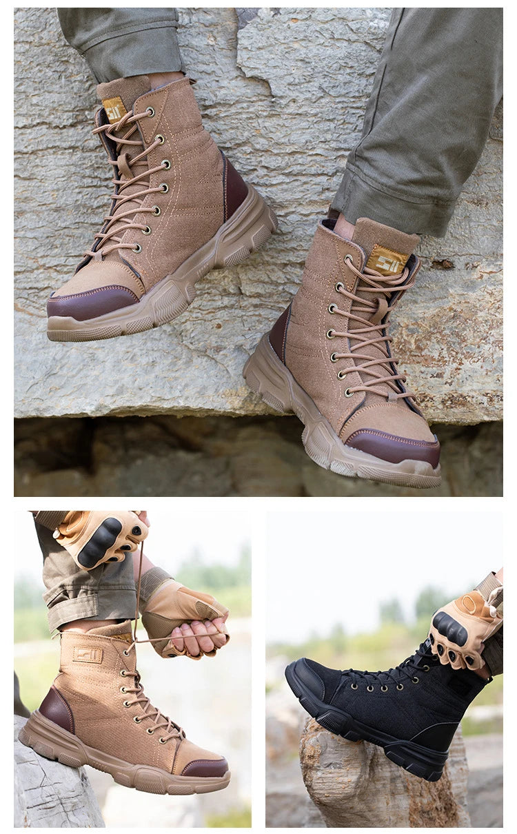 Men’s Industrial Safety Shoes Steel Toe Cap - Anti-Smash Anti-Punctur Outsole Outdoor Indestructible Construction Work Shoes