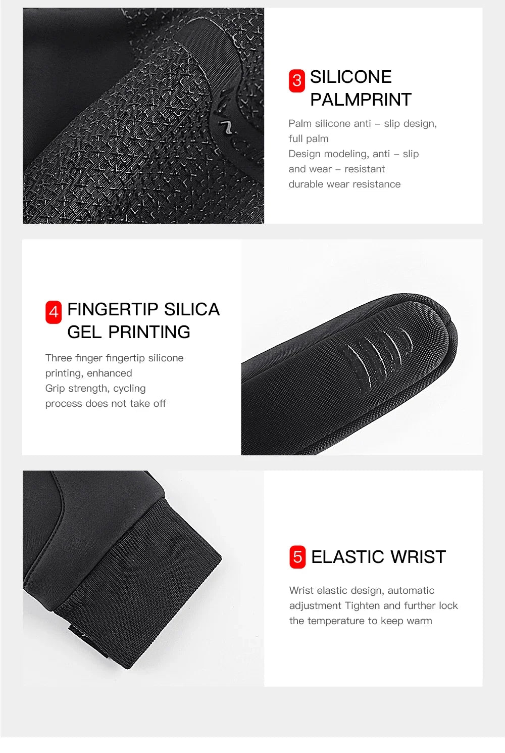 Full Fingers Men Winter Waterproof Cycling Gloves Outdoor Sports Running Motorcycle Ski Touch Screen Fleece Gloves Non-slip Warm