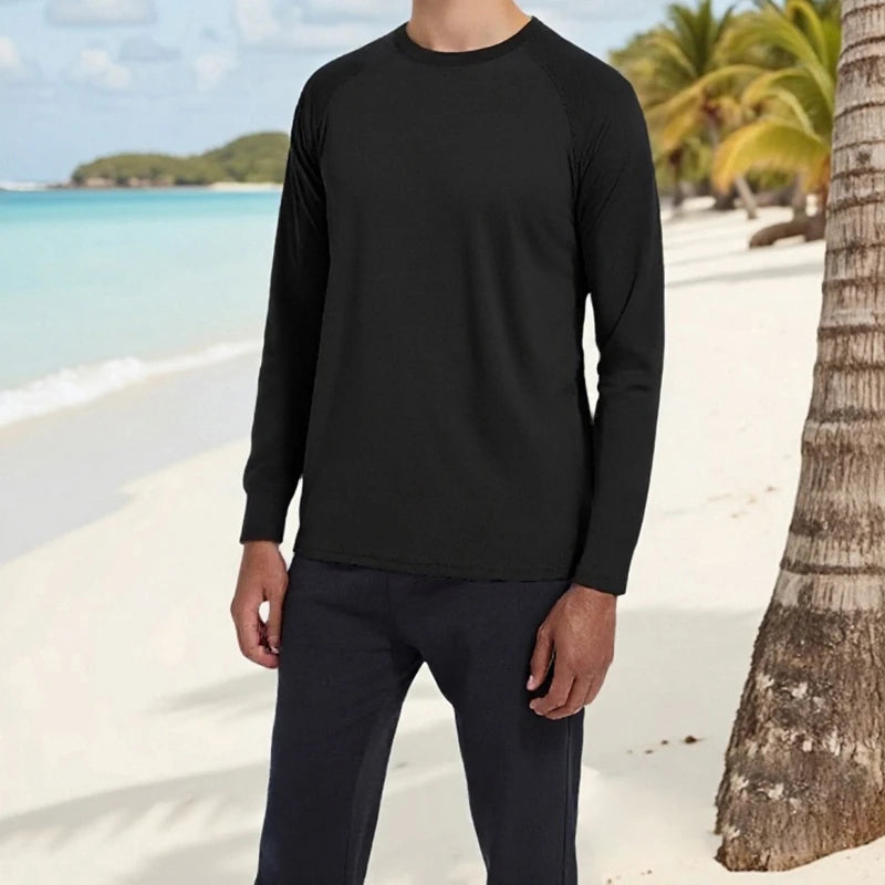 Men s Performance Long Sleeve T-shirts with UPF 50 Sun Protection for Outdoor Activities like Hiking Running and Workouts