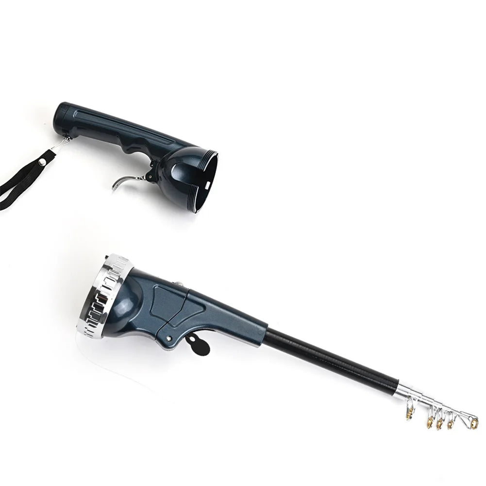 1Set Portable Folding Fishing Rod Telescopic Stainless Steel Fly Fishing Poles with Reel Line Travel Folding Mini Rod for Fish