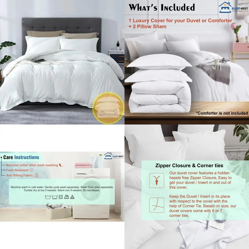 Luxury Extra Large 120x120cm Super King Plus Duvet Cover Set - 3 Piece Bedding Ensemble, Premium 100% Egyptian Cotton, 600 Threa