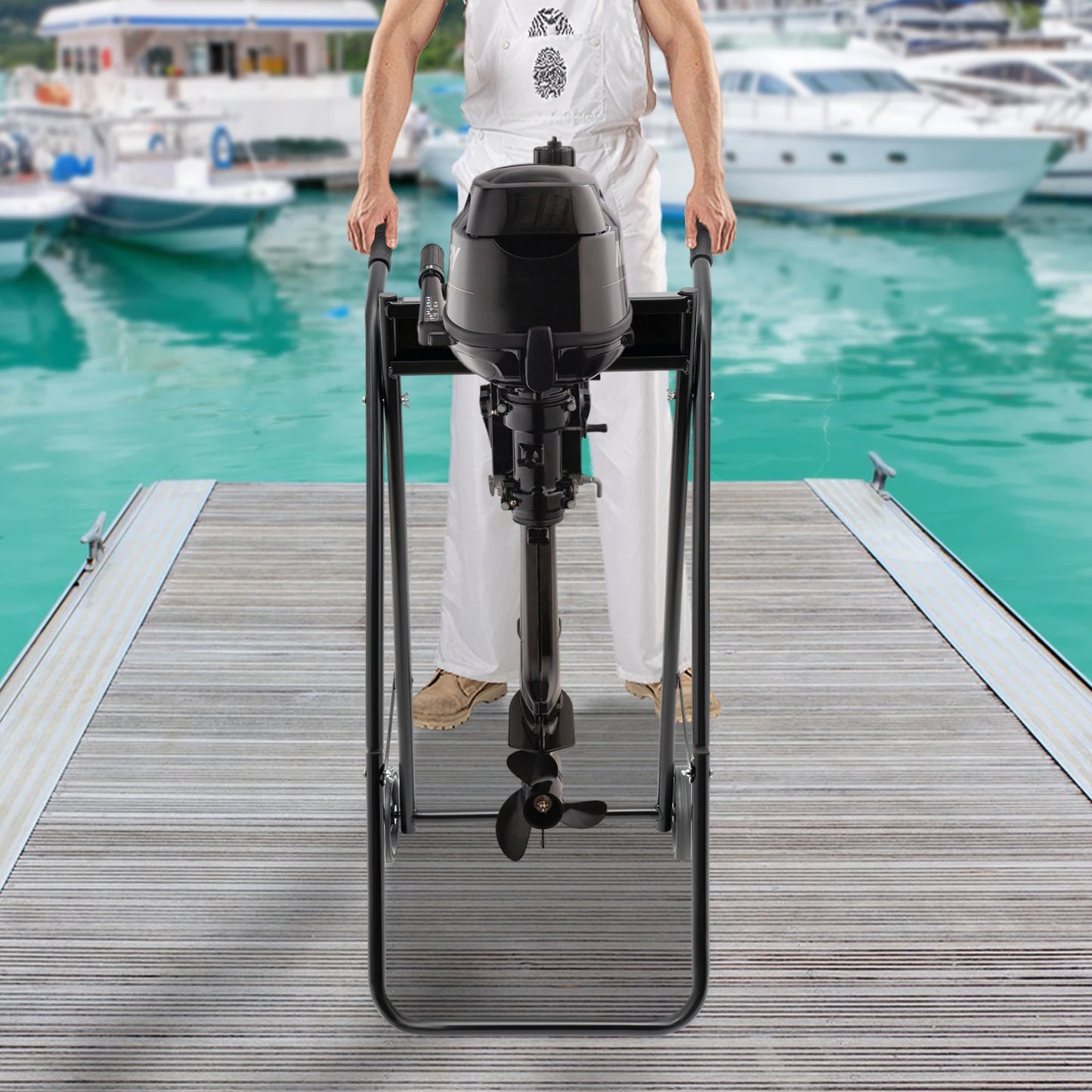 Folding Outboard Boat Motor Cart,154LBS Outboard Boat Motor Stand,  Heavy Duty Boat Motor Trolley,Multi Purposed Motor Stand