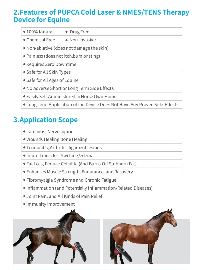 Cold Laser Therapy Device for Horse 4x808NM LLLT&TENS for Arthritis Pain Relief Electrical Stimulation for Tendon Recover