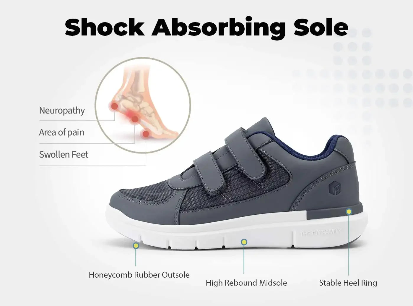 Extra Wide 4E Men'S Diabetic Shoes Senior Causal Shoe Relieve Neuropathy Suitable For Swollen Foot Pain With Arch Support