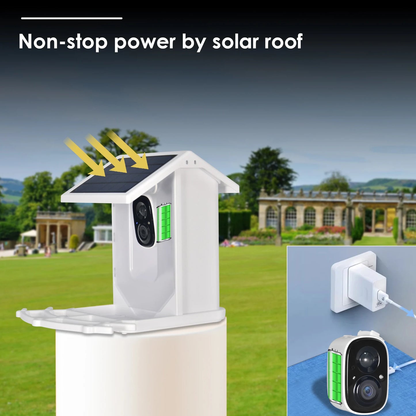 Blue Smart Bird Feeder with Camera, Outdoor Bird Feeding House 2.5L Waterproof, Solar-Powered, HD Bird Watching Camera (blue)