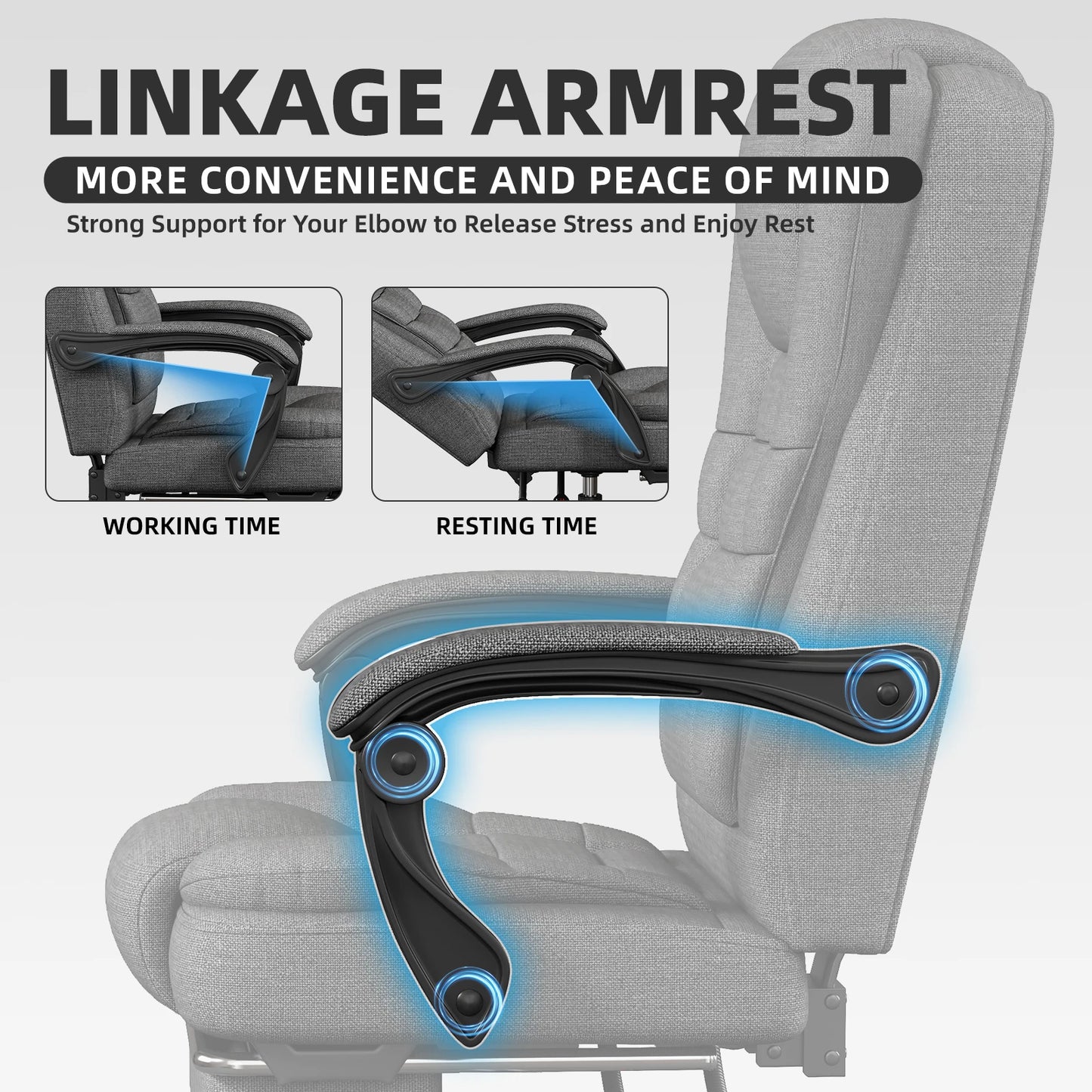 Ergonomic Executive Office Chair - High Back Chair with Headrest & Lumbar Support, Premium Home Office Chair - Adjustable Height
