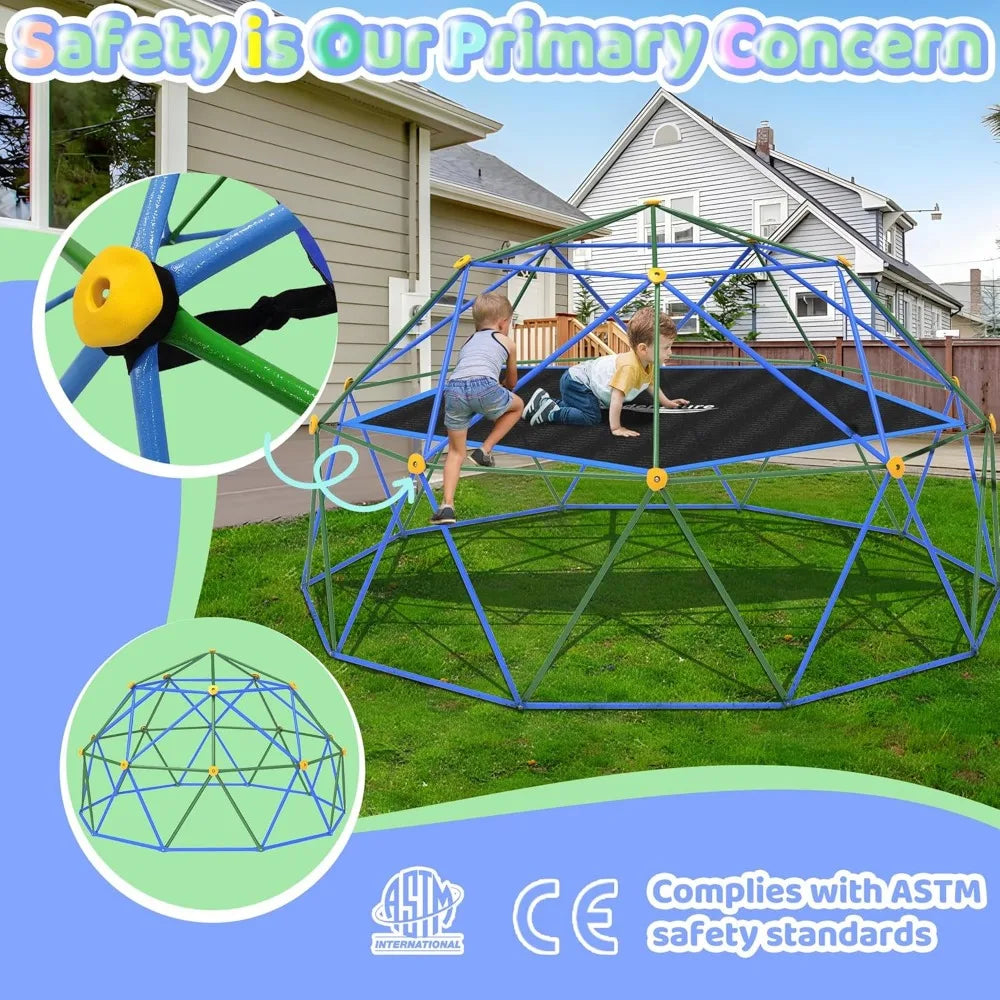 Gardenature 10FT Climbing Dome with Hammock, Outdoor Jungle Gym for Kids, Geometric Dome Climber Supporting 880 Lbs Anti-Rust Me