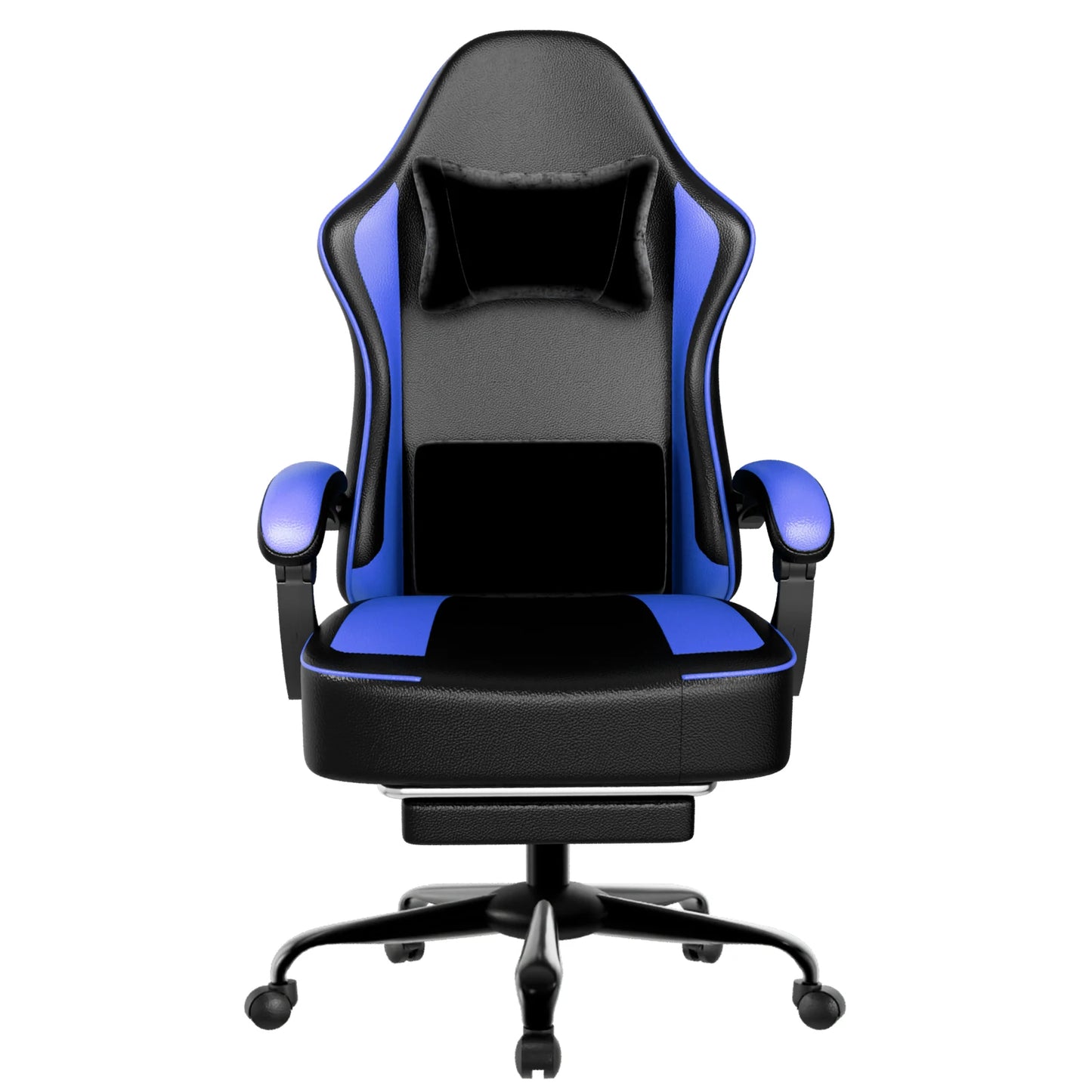 Gaming Chair with Pocket Spring Cushion and Footrest, Ergonomic Computer Chair for Adults, Breathable PU Leather Game Chair, Adj