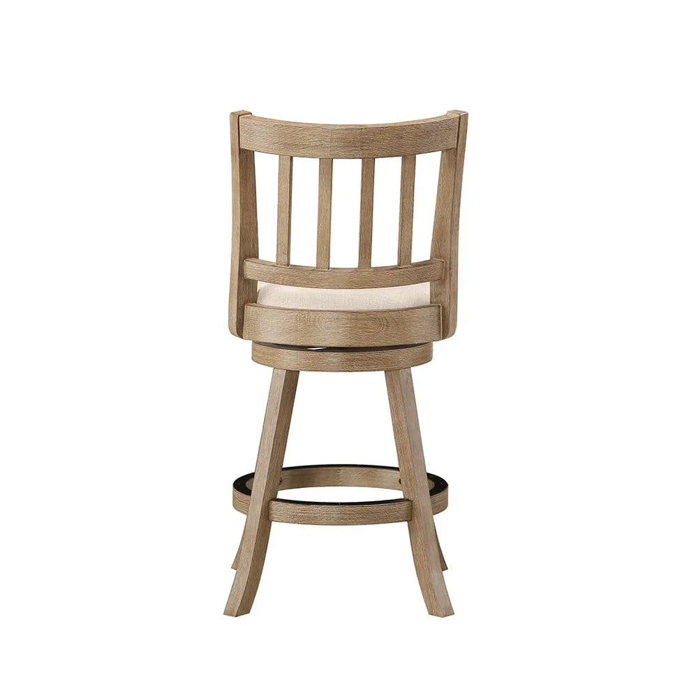 Eco-Friendly Rubberwood Swivel Bar Stool with Plush Foam Cushion Linen Upholstery Kitchen Dining Room Bar Use