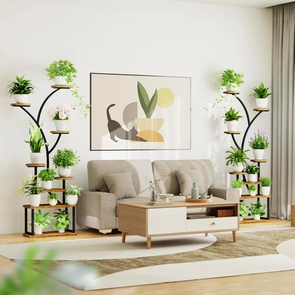 Plant Stand W/Grow Light, Tiered Plants Shelf, Corner Plant Stand Shelves for Indoor bedroom, S-Shaped Plant Rack for Home Patio
