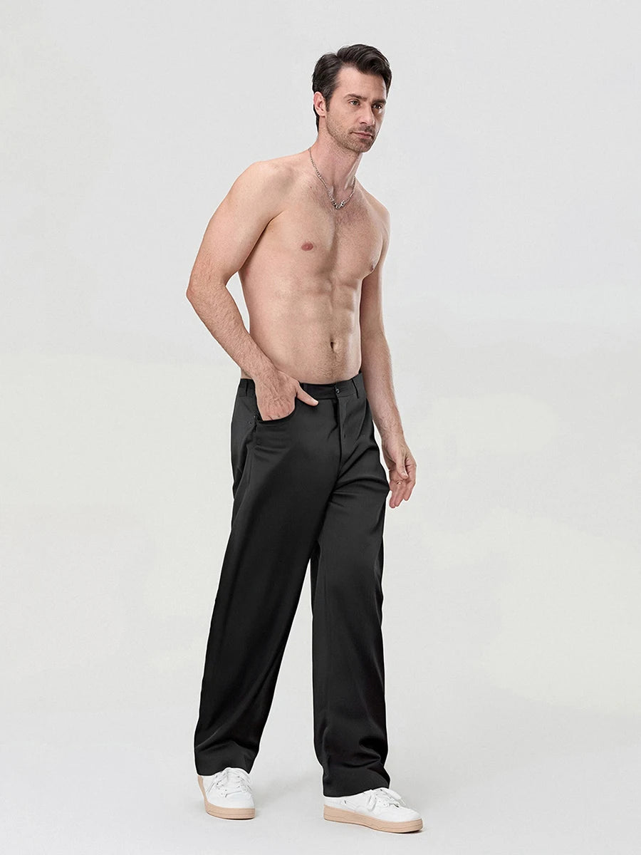 Classic Men s Formal Trousers  Fit Dress Pants Business Office Work Straight Leg Suit Trousers with Pockets for Spring