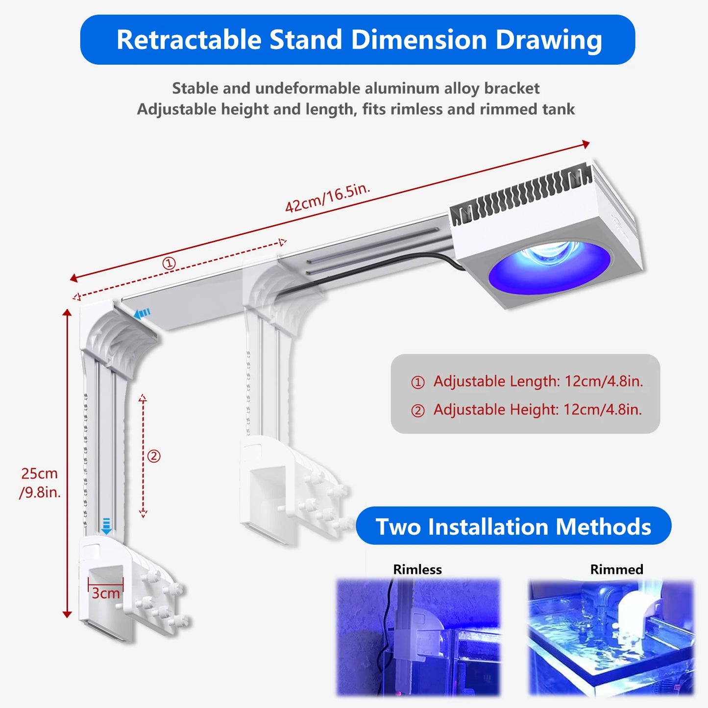 PopBloom Hertz RL90 Full WiFi Spectrum Programmable Sunrise/Sunset 100W Saltwater Aquarium LED Reef Lighting