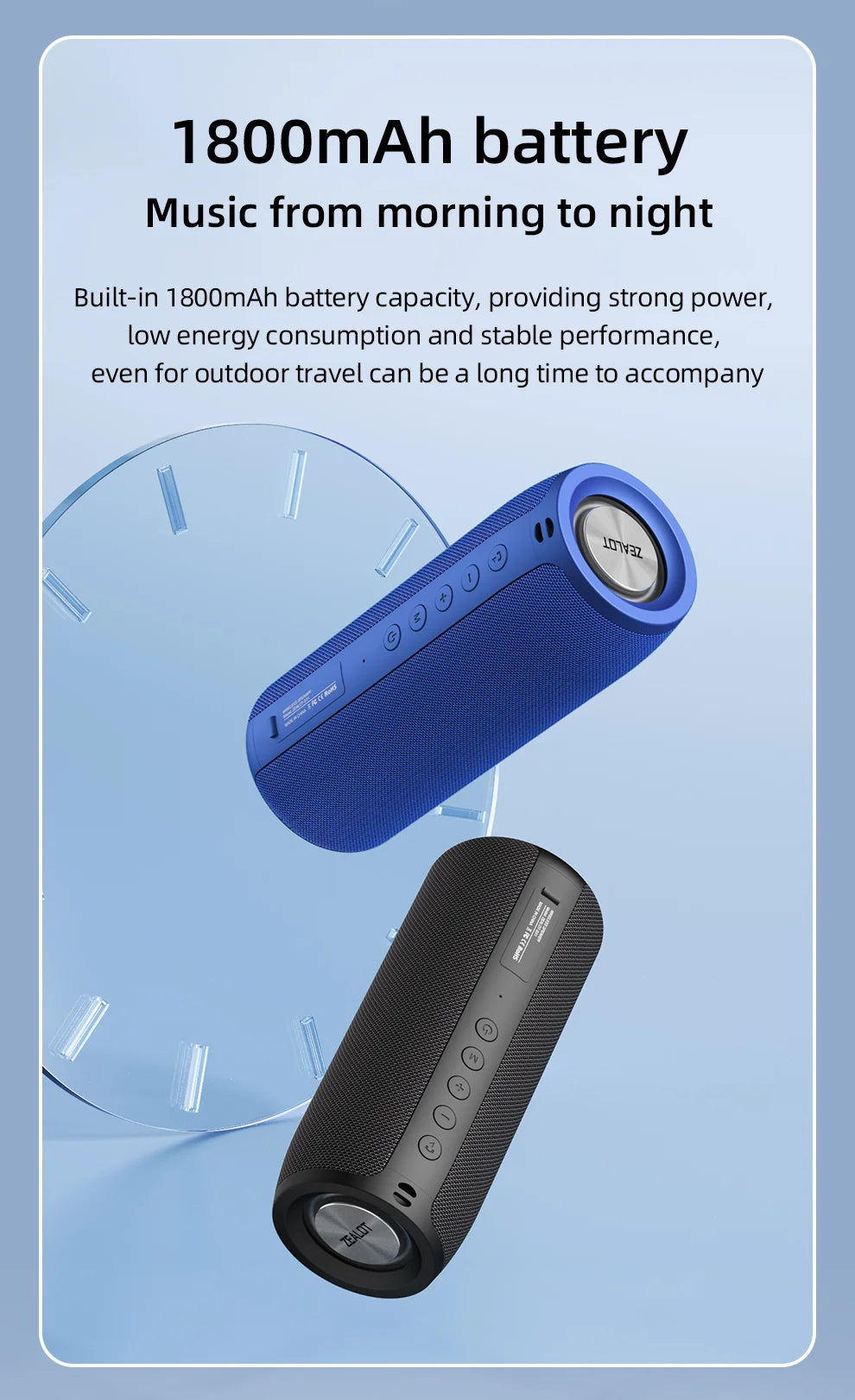 Zealot-Protable Bluetooth Speaker Enhanced Bass Portable Speaker with 12H Playtime,  IPX5 Waterproof for Camping