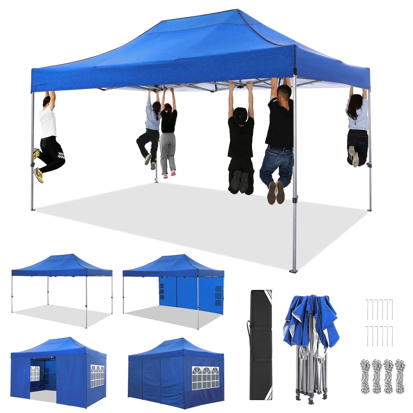 10x15 Heavy Duty Pop up Canopy Tent with 4 sidewalls Commercial Outdoor Canopy Wedding Party Tents for Wedding All Season Gazebo