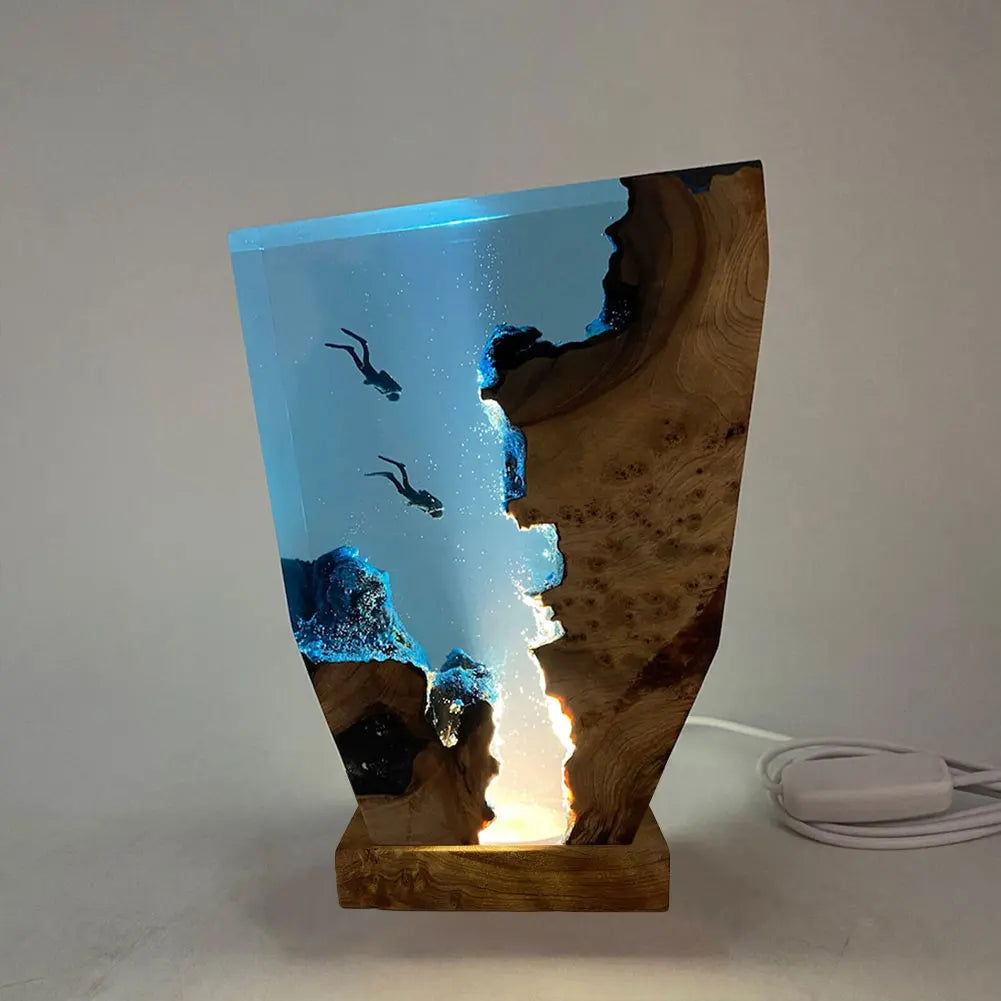 Diving Cave Exploration Theme Night Light USB Charge Deep Sea Diver Night Light Table Decoration Lamp Bedroom Office Desk Decor