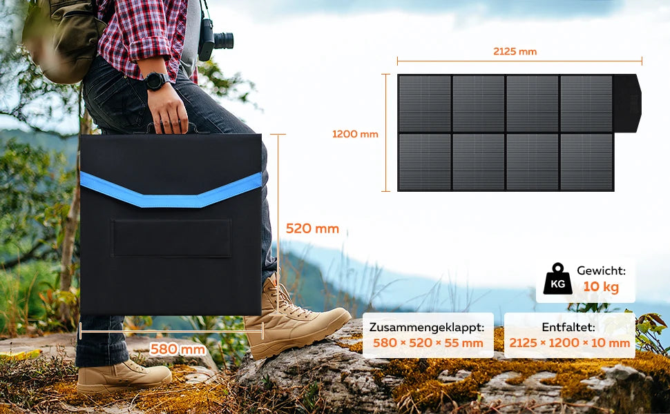 2400W /1600W / 500W Portable Power Station, 2048Wh / 1024Wh /345Wh Lifepo4 Battery with 400W / 200W / 100W Foldable Solar Panel